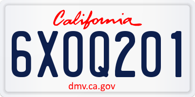 CA license plate 6XOQ201