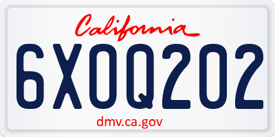 CA license plate 6XOQ202