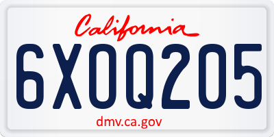 CA license plate 6XOQ205