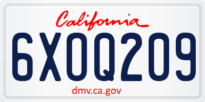CA license plate 6XOQ209