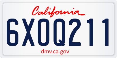 CA license plate 6XOQ211