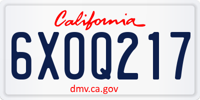 CA license plate 6XOQ217