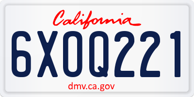 CA license plate 6XOQ221