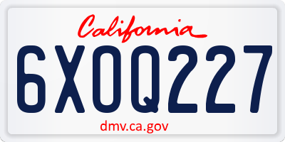 CA license plate 6XOQ227