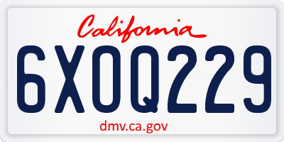 CA license plate 6XOQ229