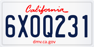 CA license plate 6XOQ231