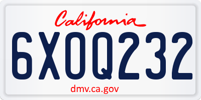 CA license plate 6XOQ232