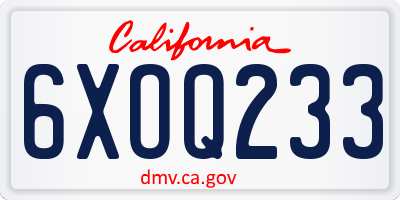 CA license plate 6XOQ233