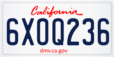 CA license plate 6XOQ236