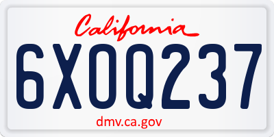 CA license plate 6XOQ237