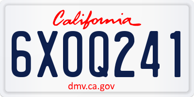 CA license plate 6XOQ241