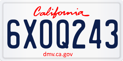 CA license plate 6XOQ243