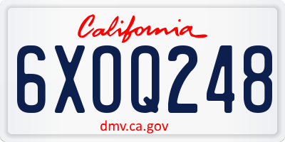 CA license plate 6XOQ248