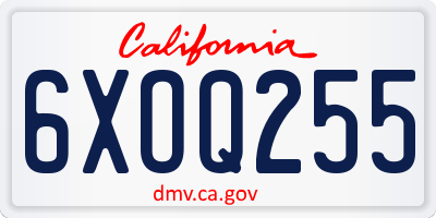 CA license plate 6XOQ255