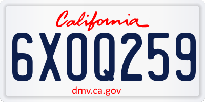 CA license plate 6XOQ259