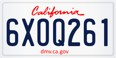 CA license plate 6XOQ261