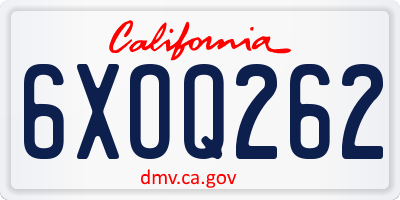 CA license plate 6XOQ262