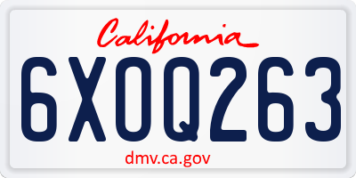 CA license plate 6XOQ263