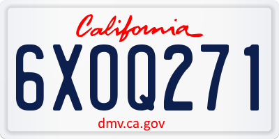 CA license plate 6XOQ271