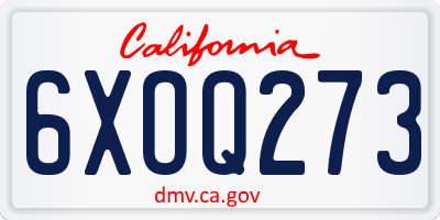CA license plate 6XOQ273