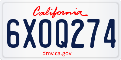 CA license plate 6XOQ274