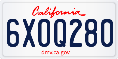 CA license plate 6XOQ280