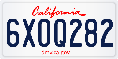 CA license plate 6XOQ282