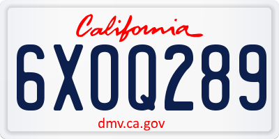 CA license plate 6XOQ289