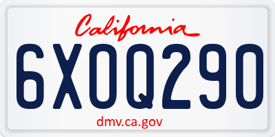 CA license plate 6XOQ290
