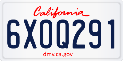 CA license plate 6XOQ291