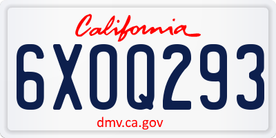 CA license plate 6XOQ293