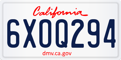 CA license plate 6XOQ294