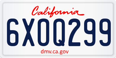 CA license plate 6XOQ299