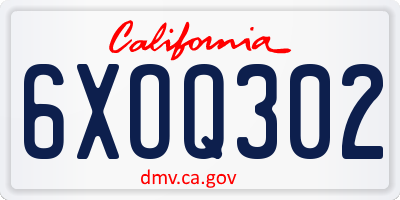 CA license plate 6XOQ302