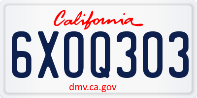 CA license plate 6XOQ303