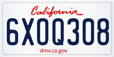 CA license plate 6XOQ308