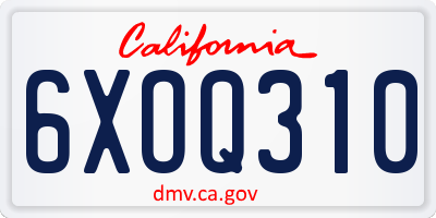 CA license plate 6XOQ310