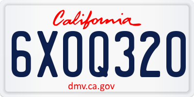 CA license plate 6XOQ320