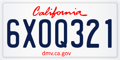 CA license plate 6XOQ321