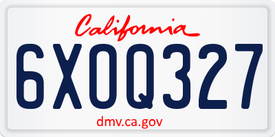 CA license plate 6XOQ327