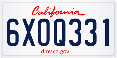 CA license plate 6XOQ331