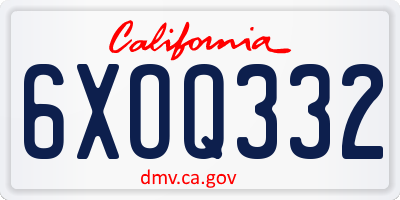 CA license plate 6XOQ332