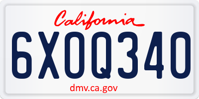 CA license plate 6XOQ340