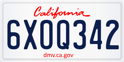 CA license plate 6XOQ342