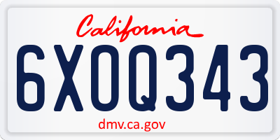 CA license plate 6XOQ343