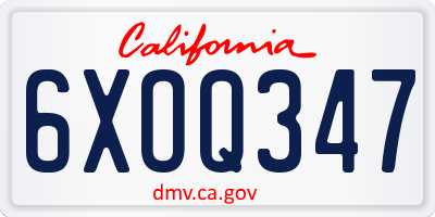 CA license plate 6XOQ347