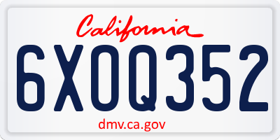 CA license plate 6XOQ352