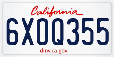 CA license plate 6XOQ355