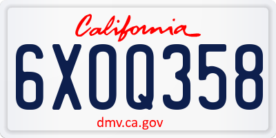 CA license plate 6XOQ358