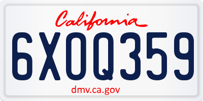 CA license plate 6XOQ359